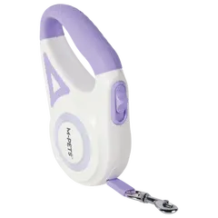 M-pets Flash Purple M - Автоматичен повод с фенерче и LED светлини, 5 м, за кучета до 15кг, лилав