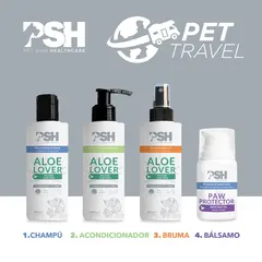 PSH Pet Travel Pack - Пакет 4 Продукта - шампоан, балсам и спрей с алое на 100 мл и балсам за лапи