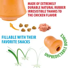 Ferplast Crazy Bell Medium - Играчка за кучета от естествен каучук с вкус на пиле, може да се напълни с гранули или лакомства, средна