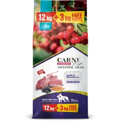 Carni Life Cranberry ADULT MEDIUM&MAXI с агне и къпини 12 kg + 3 kg GRATIS – Пълноценна и балансирана храна за средни и едри породи кучета 12 кг + 3 кг ГРАТИС
