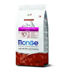 Monge Extra Small Adult Lamb with Rice and Potatoes - Пълноценна суха храна за кучета в зряла възраст от миниатюрните породи с агнешко, ориз и картофи - 800 г