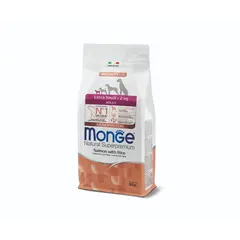 Monge Extra Small Adult Monoprotein Salmon with Rice - Пълноценна суха храна за кучета в зряла възраст от миниатюрните породи със сьомга и ориз - 800 г