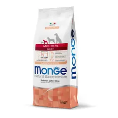 Monge Mini Adult Monoprotein Salmon with Rice - Пълноценна суха храна за кучета в зряла възраст от дребните породи със сьомга и ориз - 800 г
