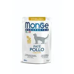 Monge Monoprotein Sterilised Cat Paté Chicken - Пауч за кастрирани котки в зряла възраст с пилешко и картофи - 85 г