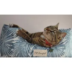 Pet Comfort Alpha водоустойчиво легло за кучета и котки, устойчивo на петна, синьо-бяло, S, 50х60 см