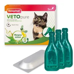 Beaphar  Veto Pure Flea Spot-On - капки против бълхи за котки и котенца над 12 седмици, кутия с 3 пипети