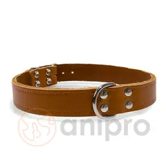 Anipro  нашийник мека кожа, цвят коняк, 18 мм / 45 см