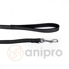 Anipro  Sport+ повод от лента със светлоотразителни нишки, 10мм/120см черен