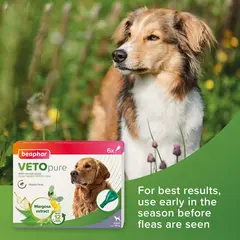 Beaphar  Veto Pure Bio Spot On противопаразитни пипети за средни и големи породи кучета над 15 кг -  кутия с 6 броя пипети