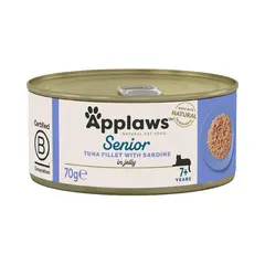 Applaws Senior Tuna with Sardine in Jelly - Месни хапки за възрастни котки с риба тон и сардини в желе, консерва 70г