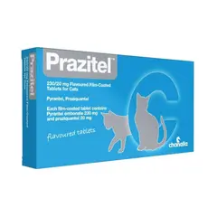 Prazitel Cat - Овкусени филмирани таблетки за вътрешно обезпаразитяване за котки - кутия с 8 таблетки