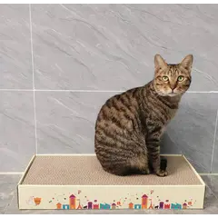 Anipro картонена драскалка за котки от 100% екологично велпапе, с 3 броя подложки за драскане, 50.5х23х7.5 см