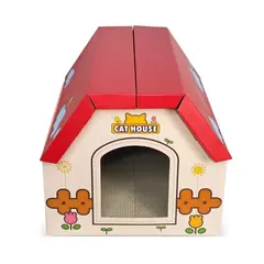 Anipro Драскалка за котки, червена къща, 44х22.5х34 см