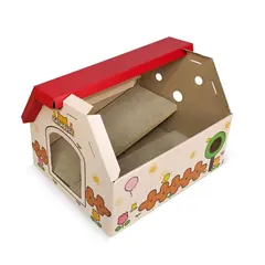 Anipro Драскалка за котки, червена къща, 44х22.5х34 см