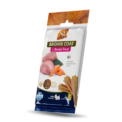 N&D BROWN DOG Dental Treat Lamb, Carrot & Spirulina Adult MINI - дентални лакомства за кучета с кафява козина от дребни породи с агнешко, моркови и спирулина - 60 гр