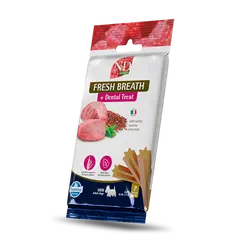 N&D QUINOA DOG Dental Treat Fresh Breath Adult MINI - дентални лакомства за свеж дъж и подобряване на метаболизма за кучета от дребни породи с киноа, агнешко и мента - 60 гр