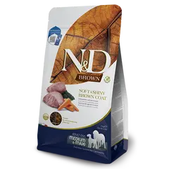 N&D Brown Dog Lamb, spirulina and carrot Adult Medium&Maxi - суха храна без зърнени култури за кучета с кафява козина от средни и едри породи в зряла възраст над 1 година, с агнешко, спирулина и морков - 7 кг