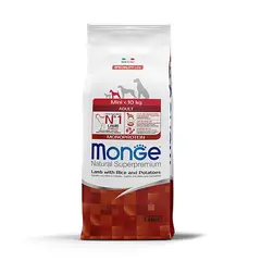 Monge Natural Superpremium Mini Adult Monoprotein Lamb with Rice and Potatoes - Пълноценна суха храна за кучета в зряла възраст от дребните породи с агнешко, ориз и картофи - 7,5 кг