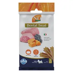 N&D PUMPKIN DOG Dental Treat Lamb & Blueberry Adult MINI - дентални  лакомства за кучета от дребни породи с тиква, агнешко и боровинки - 60 гр