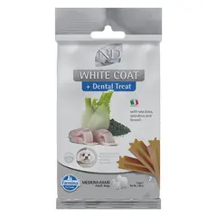 N&D WHITE DOG Dental Treat Sea Bass, Fennel & Spirulina Adult Medium & Maxi- монопротеинови дентални лакомства за кучета с бяла козина от средни и едри породи с лаврак, фенел и спирулина - 100 гр
