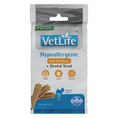 Vet Life Hypoallergenic Dental Treat With Fish and Sweet potato  Mini – Монопротеинови дентални стикове за кучета от мини породи с риба и сладък картоф - 60 г