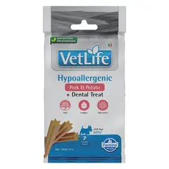 Vet Life Hypoallergenic Dental Treat With Pork and Sweet potato Mini – Монопротеинови дентални стикове за кучета от мини породи със свинско и сладък картоф - 60 г