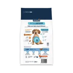 Advance Dog Mini Adult Light - суха храна за кучета от дребни породи, склонни към напълняване, с пилешко и ориз - 3 кг