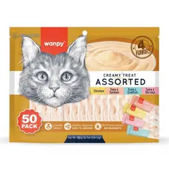 Wanpy Creamy Treat Assorted Cat - Кремообразно лакомство за котки -  микс от 4  различни вкуса -  50 бр. х 14 г