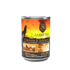 Ambrosia All Breed Chicken & Salmon - здравословна храна за кучета от всички породи с Пиле и Сьомга - 400 гр.