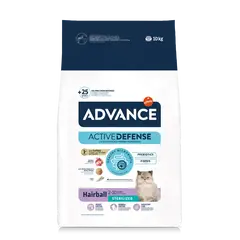 Advance Cat Hairball Sterilized - Суха храна против космени топки за  кастрирани котки с пуешко и ечемик - 10 кг-