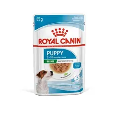 Royal Canin Mini Puppy Pouch - Пълноценна мокра храна в пауч за кученца от дребни породи до 10 месеца - пакет 4 бр х 85 г