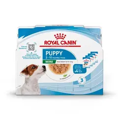 Royal Canin Mini Puppy Pouch - Пълноценна мокра храна в пауч за кученца от дребни породи до 10 месеца - пакет 4 бр х 85 г