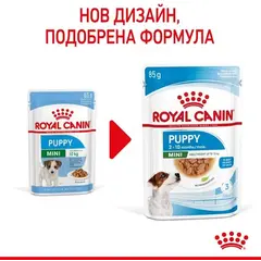 Royal Canin Mini Puppy Pouch - Пълноценна мокра храна в пауч за кученца от дребни породи до 10 месеца - пакет 4 бр х 85 г