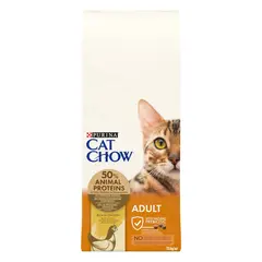 CAT CHOW Adult - Пълноценна суха храна за котки с пиле и пуйка - 15kg