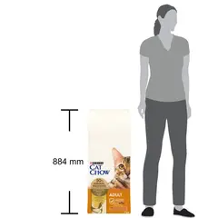 CAT CHOW Adult - Пълноценна суха храна за котки с пиле и пуйка - 15kg