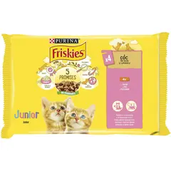Friskies Junior Multipack - Пълноценна мокра храна за малки котенца с пиле - паучове хапки в сос 4бр x 85гр