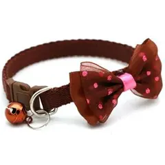 PlayMe Dog collar with bow tie - Нашийник с папионка 19-32 см - кафяв