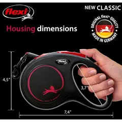 flexi Classic Black Fire M Tapе - Автоматичен повод - лента 5м, до 25кг, черно + ПОДАРЪК  нашийник с ЧЕРНА тока 20мм/40-55см