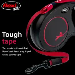 flexi Classic Black Fire M Tapе - Автоматичен повод - лента 5м, до 25кг, черно + ПОДАРЪК  нашийник с ЧЕРНА тока 20мм/40-55см