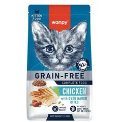 Wanpy Grain Free Kitten Chicken - суха храна за малки котенца с пилешко, без зърно, 1.5 кг