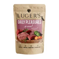 Luger`s Daily Pleasures Dog Adult  - Пълноценна мокра храна за кучета с телешко и моркови -  пауч  10 х 500 г