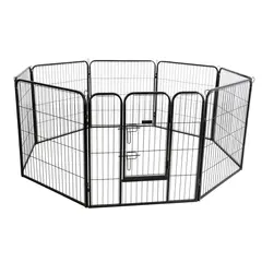 Kerbl Dog and Puppy Outdoor Pen – Метално заграждение за кучета или котенца, усилена с врата, 8 части