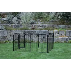 Kerbl Dog and Puppy Outdoor Pen – Метално заграждение за кучета или котенца, усилена с врата, 8 части