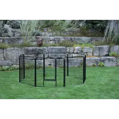 Kerbl Dog and Puppy Outdoor Pen – Метално заграждение за кучета или котенца, усилена с врата, 8 части