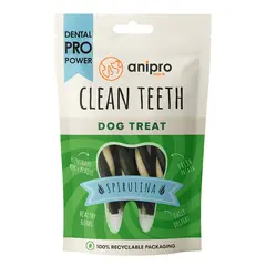 anipro Dental Pro Power - усукани трицветни солети със спирулина, 84 г, зелен чай