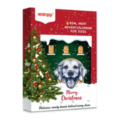 Wanpy Christmas Calendar for Dog  - Коледен календар за кучета с лакомства асорти с пилешко, говеждо, патица, 150 г