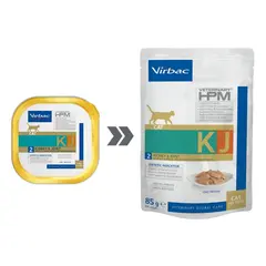Virbac Cat Kidney & Joint KJ2 Pouch -  Диетична мокра храна за котки с бъбречна недостатъчност, мус в пауч - 12х85 г