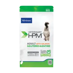 Virbac HPM Adult with salmon Neutered & Entire Cat -  пълноценна храна със сьомга, за кастрирани и некастрирани котки над 12 месеца - 3 кг