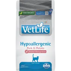 Farmina Vet Life Feline Hypoallergenic Pork & Potato - Пълноценна суха храна за котки за намаляване на непоносимостта към някои съставки и хранителни вещества - 400 г