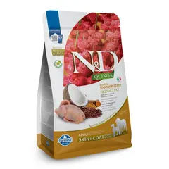 N&D Quinoa Skin & Coat with Quail for adult MEDIUM & MAXI dog – суха храна без зърнени култури, за здрава кожа и козина за средни и едри породи, с пъдпъдък - 7 кг